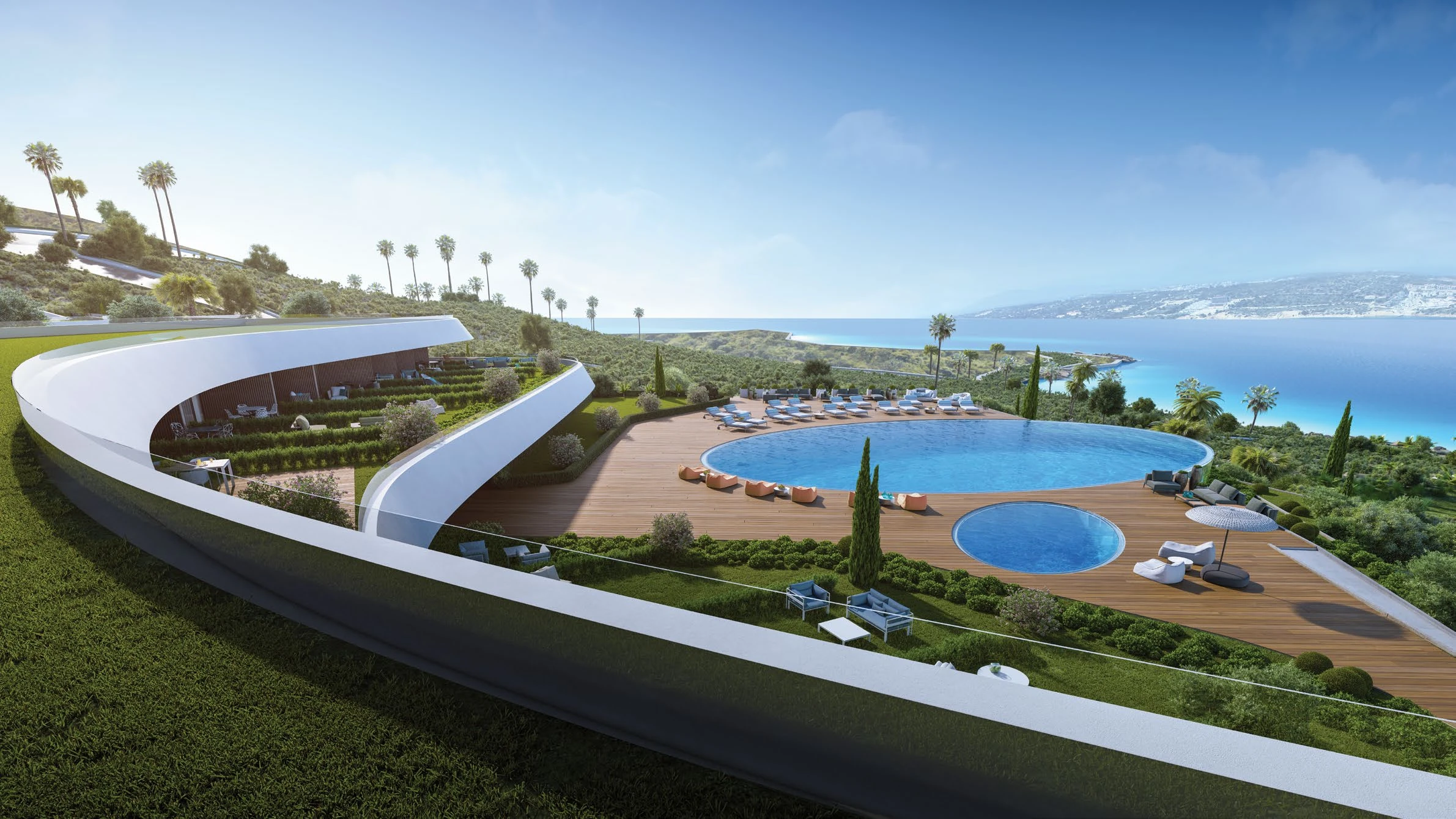 Folkart Hills Çeşme — denize bakan teraslar ve havuz