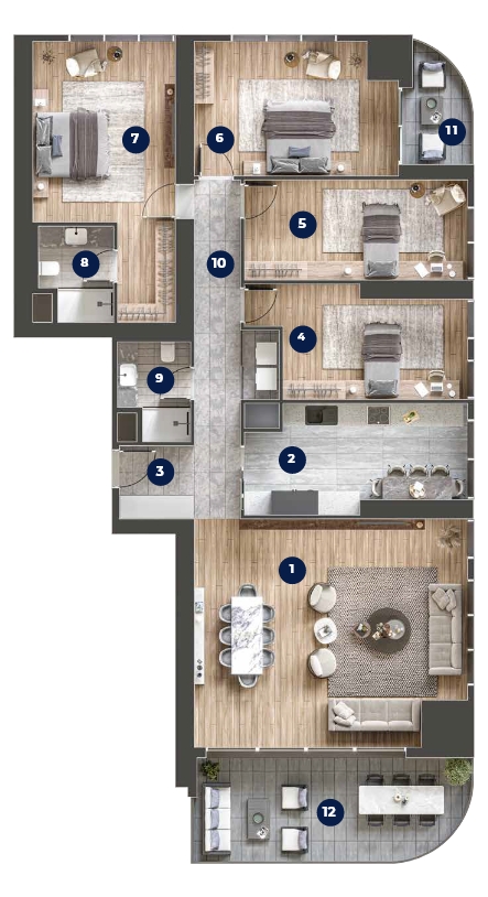 4+1 mobilyalı kat planı