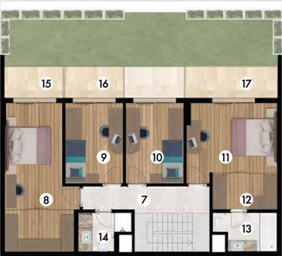 4+1 Dubleks mobilyalı kat planı