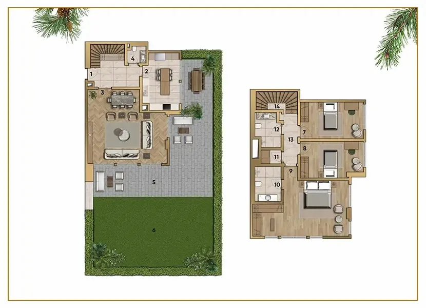 3+1 A-TD mobilyalı kat planı